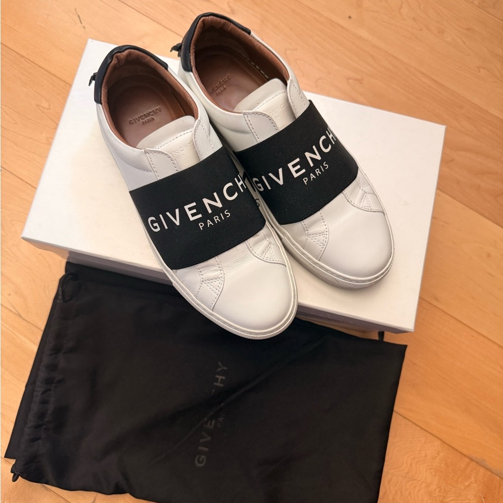 Givenchy White and Black Slip-On Sneakers